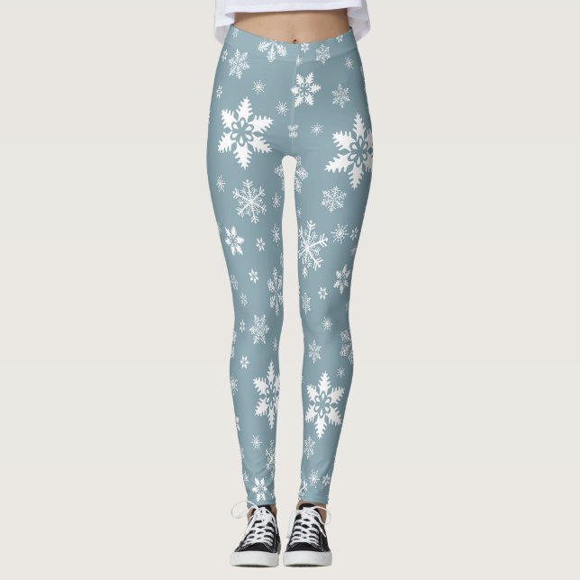 Schneeflockenmuster, weiße Schneeflocken, Schnee,  Leggings (Vorderseite)