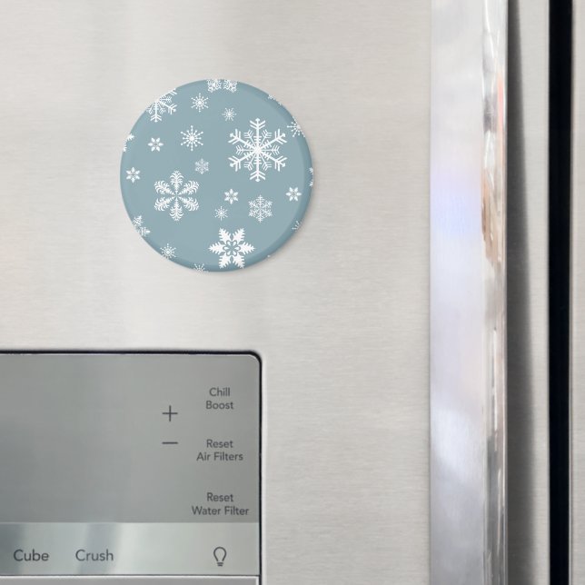 Schneeflockenmuster, weiße Schneeflocken, Schnee,  Magnet (In Situ (Kühlschrank))