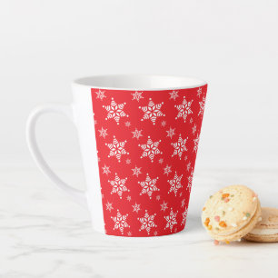 Schneeflockenmuster, weiße Schneeflocken, Schnee, Milchtasse