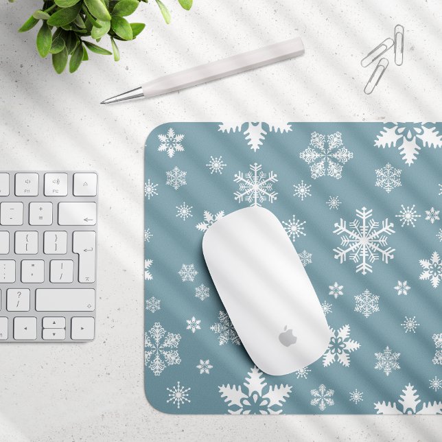 Schneeflockenmuster, weiße Schneeflocken, Schnee,  Mousepad (Von Creator hochgeladen)