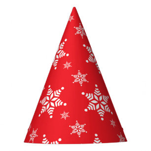 Schneeflockenmuster, weiße Schneeflocken, Schnee, Partyhütchen