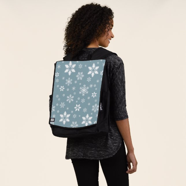 Schneeflockenmuster, weiße Schneeflocken, Schnee,  Rucksack (Ausgewaschen)