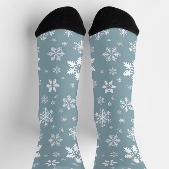 Schneeflockenmuster, weiße Schneeflocken, Schnee,  Socken (Oben)