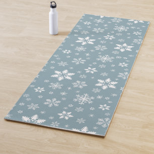 Schneeflockenmuster, weiße Schneeflocken, Schnee, Yogamatte