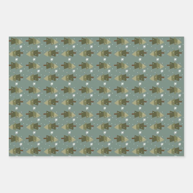 Schneeflockenpapier, Set von 3 Blättern Geschenkpapier Set (Vorderseite 3)