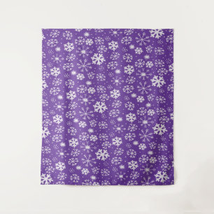 Schneeflockenschneesturm mit violettem Hintergrund Wandteppich