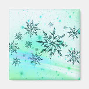Schneeflockenwirbel aquamarin blau magnet