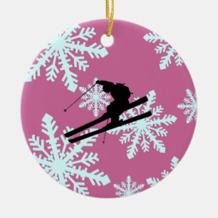 Schneeflockeski fahren keramikornament