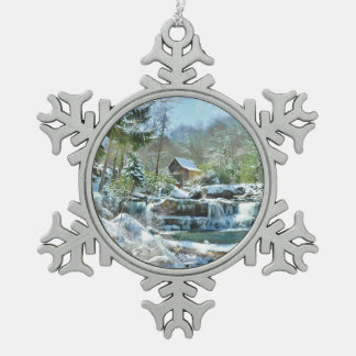 Schneeflockeverzierung mit Bild der Schneeflocken Zinn-Ornament