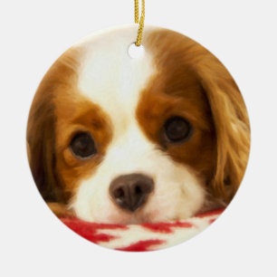 Schneefloh-Cavalier-King-Charles-Spaniel-Christbau Keramik Ornament