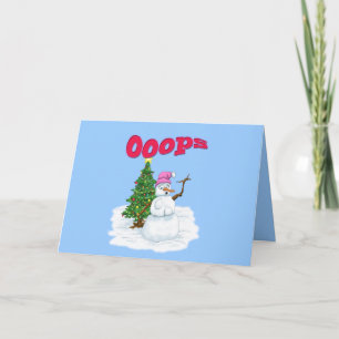 Schneefrau mit Weihnachtsbaum Ops Feiertagskarte