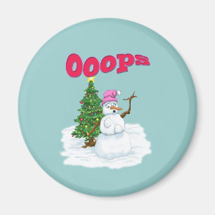 Schneefrau mit Weihnachtsbaum Ops Magnet