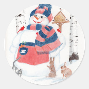 Schneefrauenaufkleber Runder Aufkleber