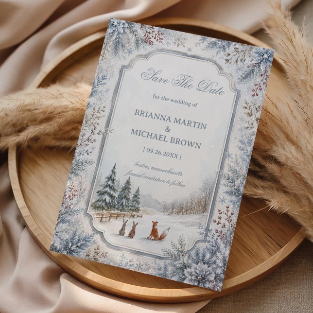 Schneefreunde im Wald Save The Date (Von Creator hochgeladen)