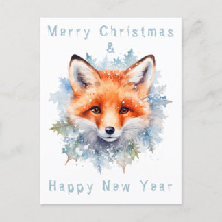 Schneefuchs und Weihnachten Postkarte