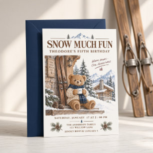 Schneefun Ski-Teddybär Einladung