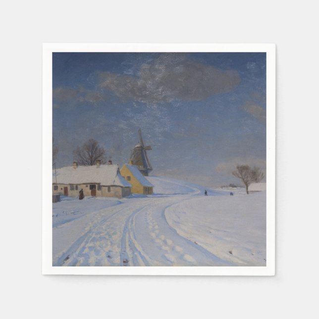 Schneegebiet im Winter (nach H.A. Brendekilde) Serviette (Vorderseite)