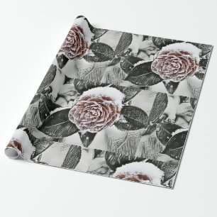 Schneegefrorene Rose Zeichne Wrapping Paper Geschenkpapier