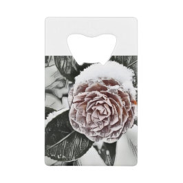 Schneegefrorene Rose Zeichnend Geldbeutel Flaschenöffner