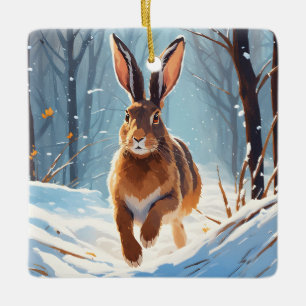 Schneegeküsste Ausgelassenheit: Der Haselauf Keramikornament