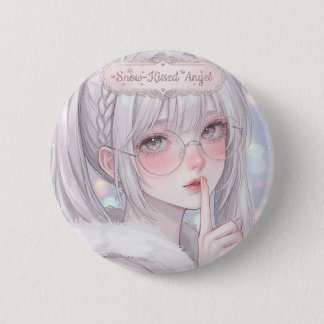 Schneegeküsster Engel Soft Ästhetik Anime Mädchen  Button