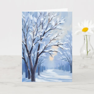 Schneegeküsster Wald Winter-Aquarellmalerei Karte