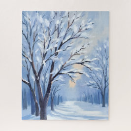 Schneegeküsster Wald | Winter-Wasserfarbenmalerei Puzzle
