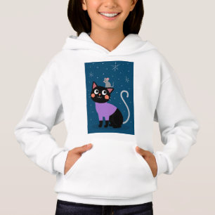 Schneegestalten – Whimsical Cat & Mouse im Winter Hoodie