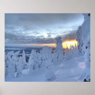 Schneeghoster bei Sonnenuntergang am Whitefish Mou Poster