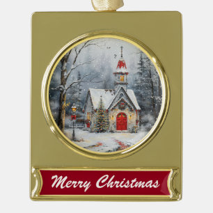 Schneeglanz der Kapelle Banner-Ornament Gold