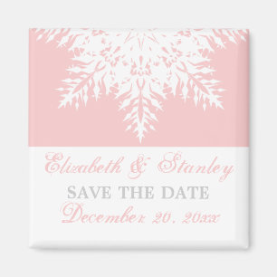 Schneeglätte rosa Winterhochzeit Save-the-Date Magnet