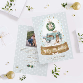 Schneeglobe Grüne Couch Zuhause Haustiere Sitzgele Feiertagskarte