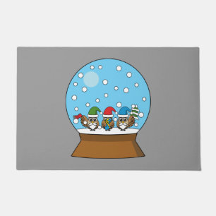 Schneeglobe mit drei Gnome-Würfeln Fußmatte