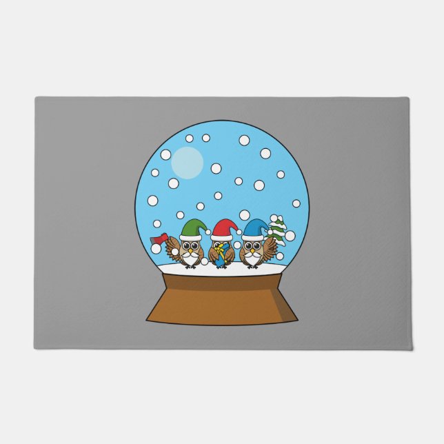 Schneeglobe mit drei Gnome-Würfeln Fußmatte (Vorderseite)