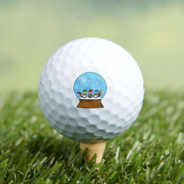 Schneeglobe mit drei Gnome-Würfeln Golfball (Insitu T-Shirt)