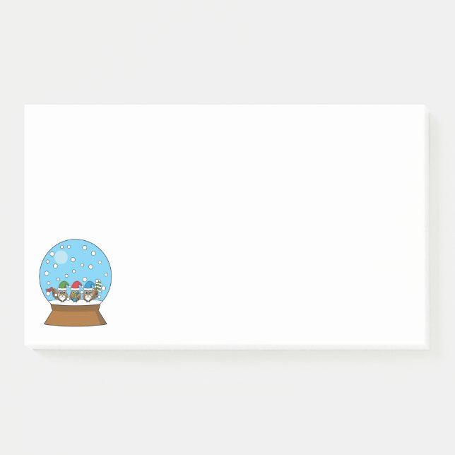 Schneeglobe mit drei Gnome-Würfeln Post-it Klebezettel (Vorderseite)
