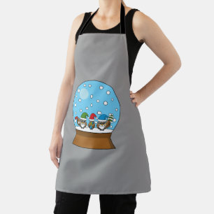 Schneeglobe mit drei Gnome-Würfeln Schürze