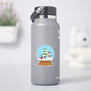 Schneeglobe mit Kardinal Snowman und Pine Tree Aufkleber