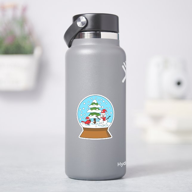 Schneeglobe mit Kardinal Snowman und Pine Tree Aufkleber (HydroFlask)