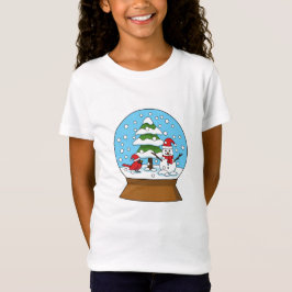 Schneeglobe mit Kardinal Snowman und Pine Tree T-Shirt