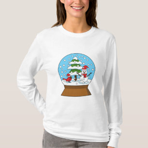 Schneeglobe mit Kardinal Snowman und Pine Tree T-Shirt
