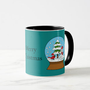 Schneeglobe mit Kardinal Snowman und Pine Tree Tasse