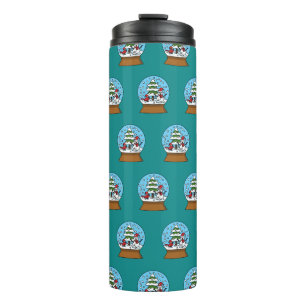 Schneeglobe mit Kardinal Snowman und Pine Tree Thermosbecher