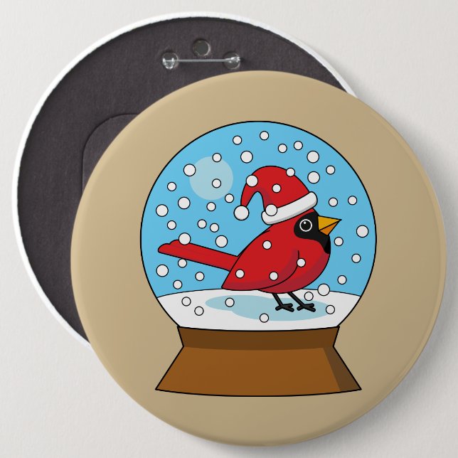 Schneeglobe mit Niedlichem rotem Kardinal Button (Vorne & Hinten)