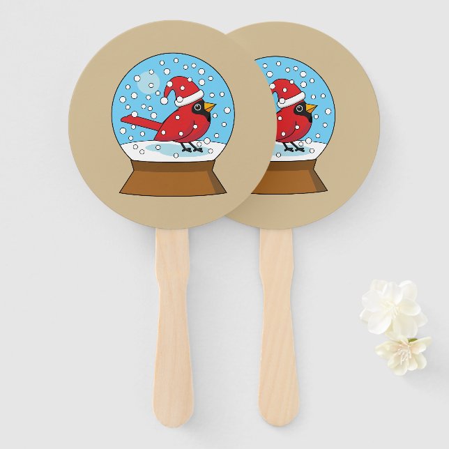 Schneeglobe mit Niedlichem rotem Kardinal Fächer (Vorne und Hinten)