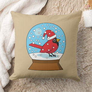 Schneeglobe mit Niedlichem rotem Kardinal Kissen