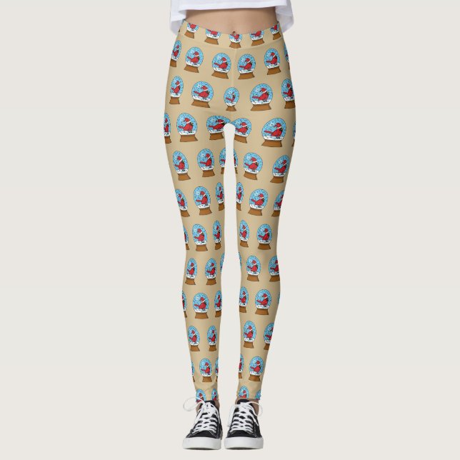 Schneeglobe mit Niedlichem rotem Kardinal Leggings (Vorderseite)