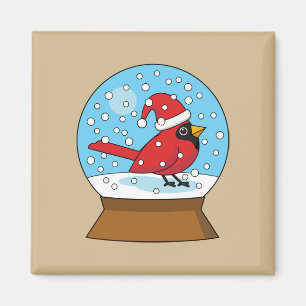 Schneeglobe mit Niedlichem rotem Kardinal Magnet