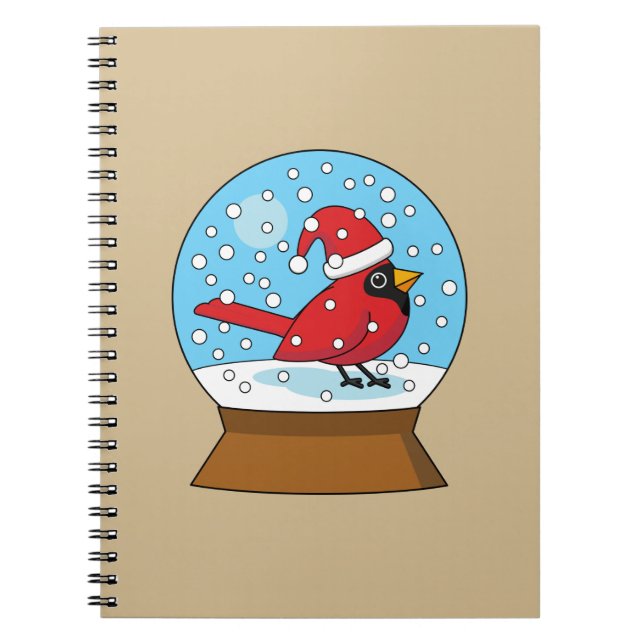 Schneeglobe mit Niedlichem rotem Kardinal Notizblock (Vorderseite)