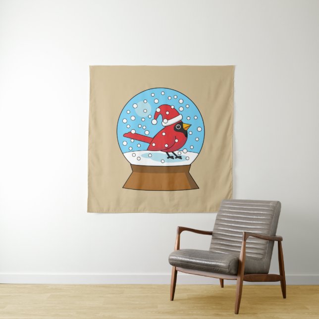 Schneeglobe mit Niedlichem rotem Kardinal Wandteppich (Beispiel)